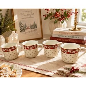 Classic Traditions Charlton Hall Cup set of 4 Mugs Vintage Made In Japan Christm